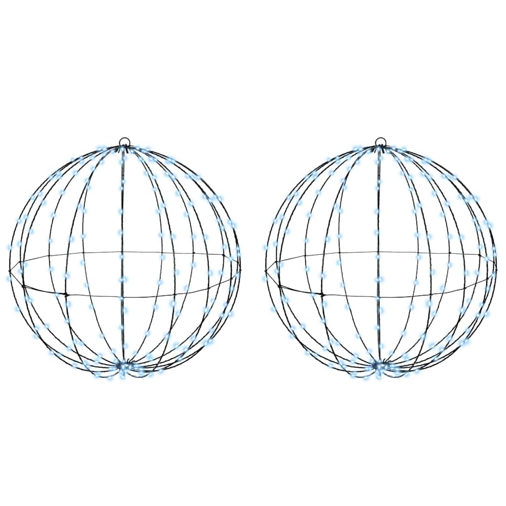 Ball with 384 LEDs 2 pcs Cold white 60 cm Metal