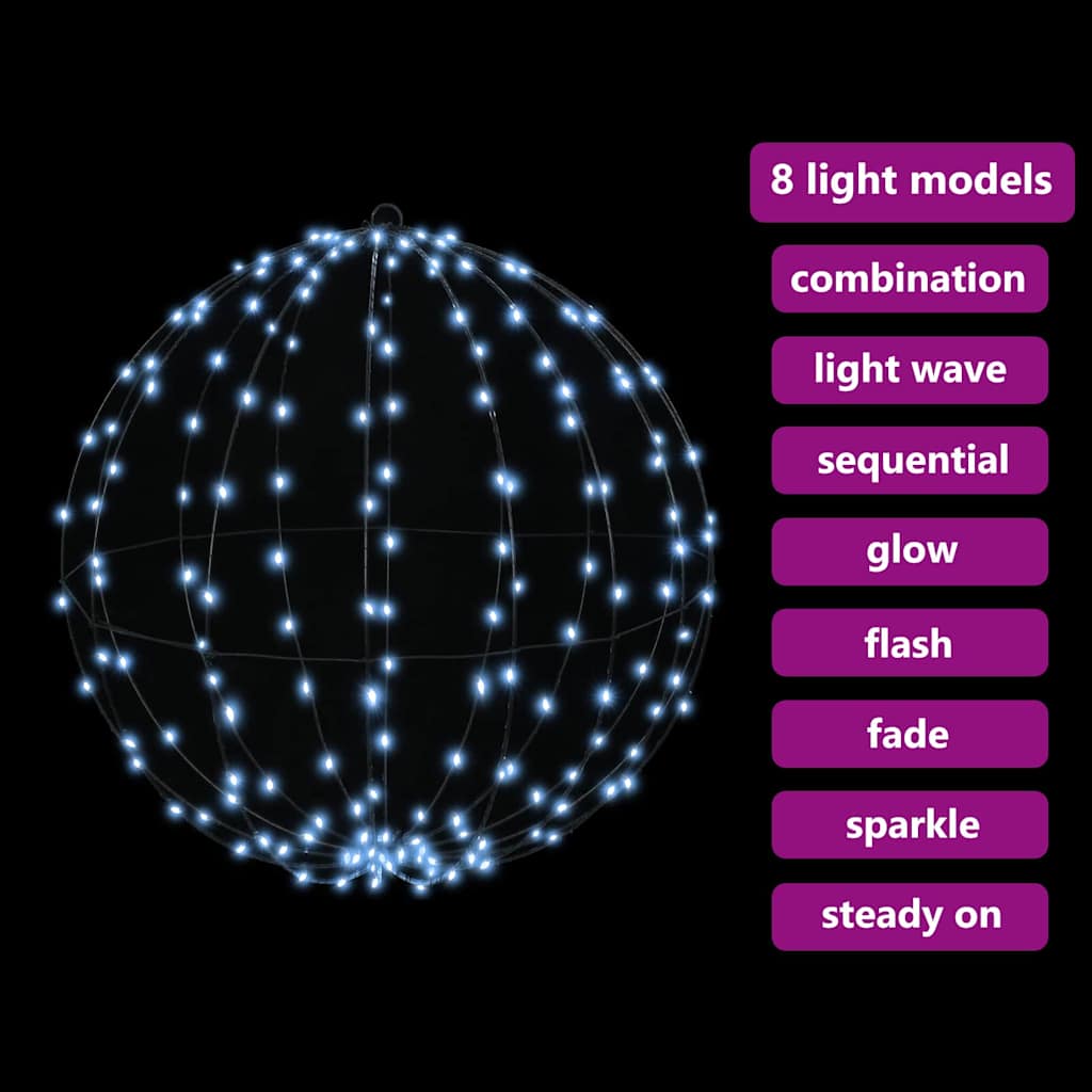 Ball with 384 LEDs 2 pcs Cold white 60 cm Metal