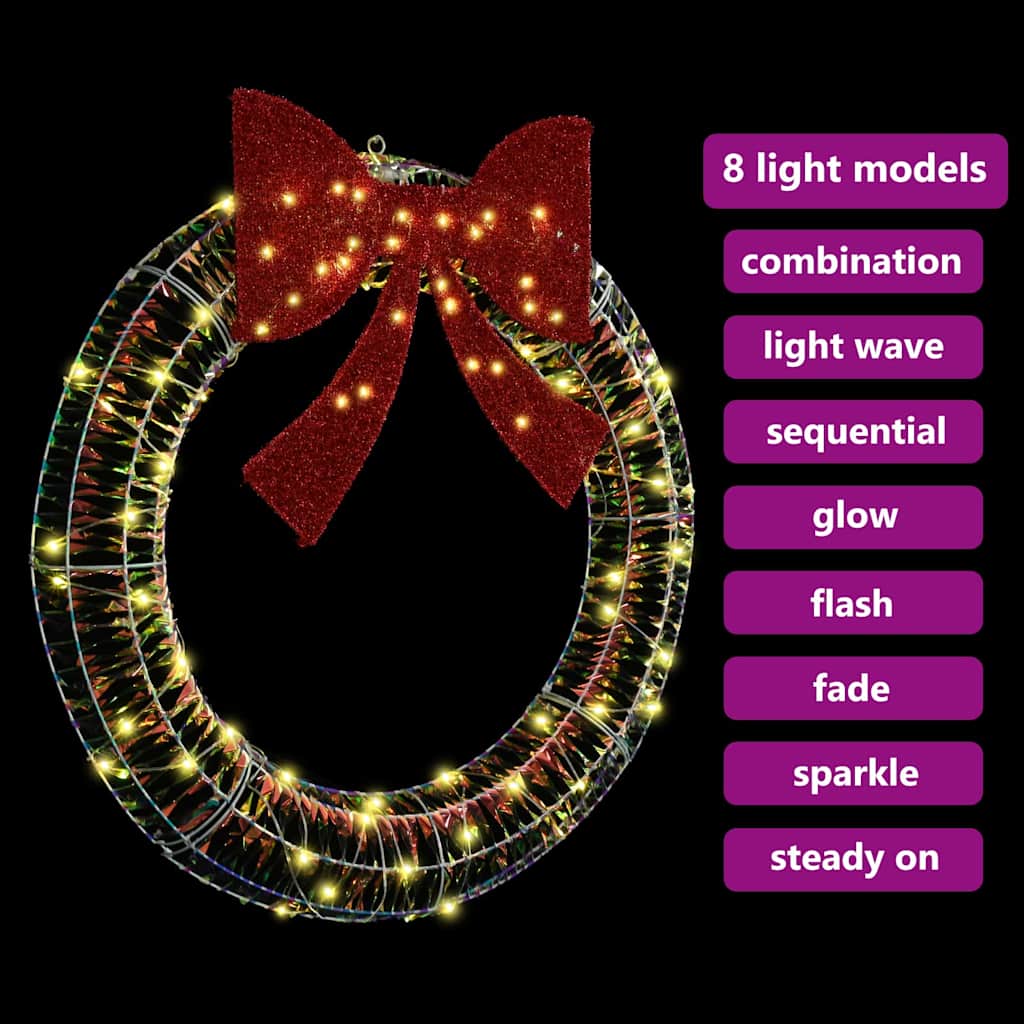 Wreath with 80 LEDs Warm white 90 cm PET
