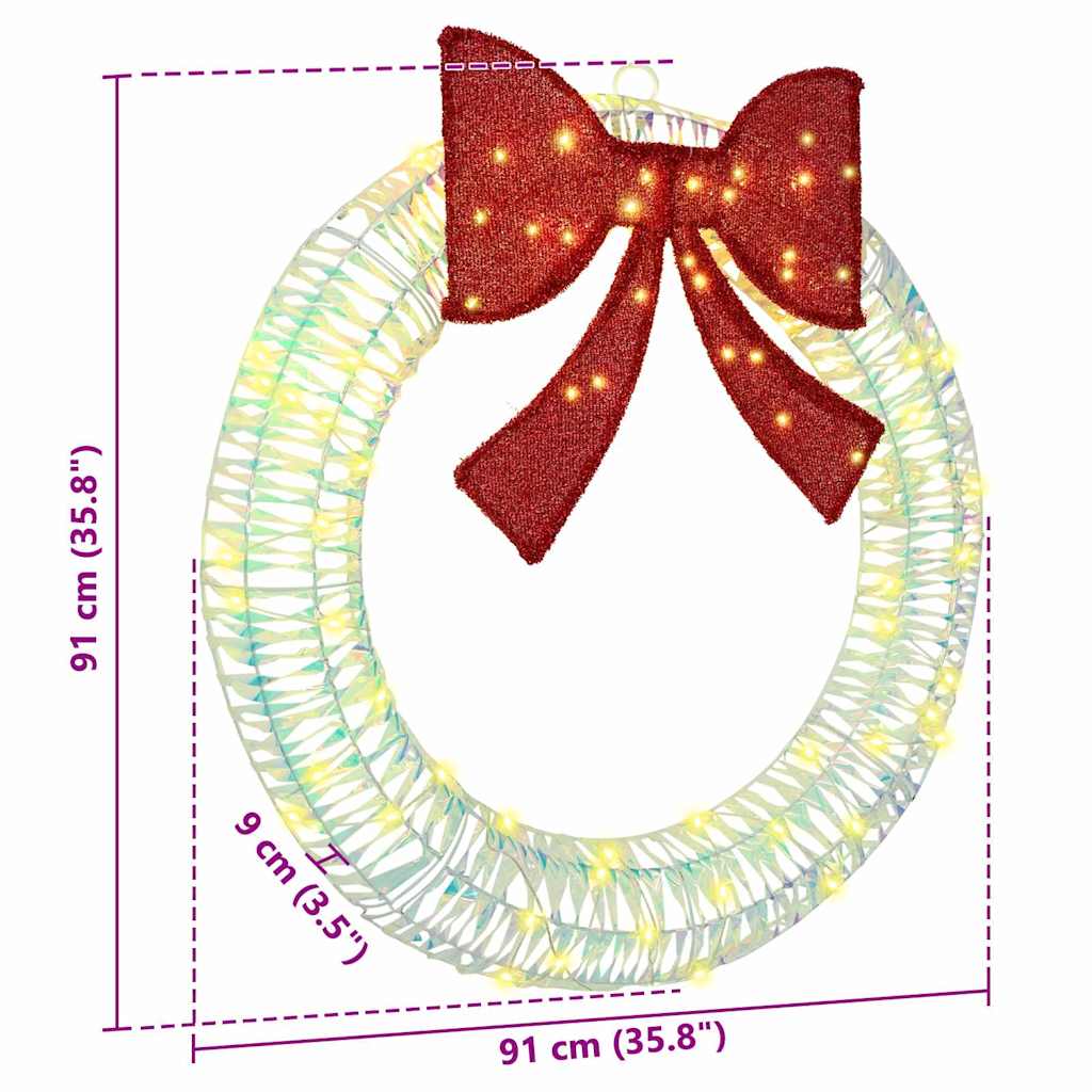 Wreath with 80 LEDs Warm white 90 cm PET