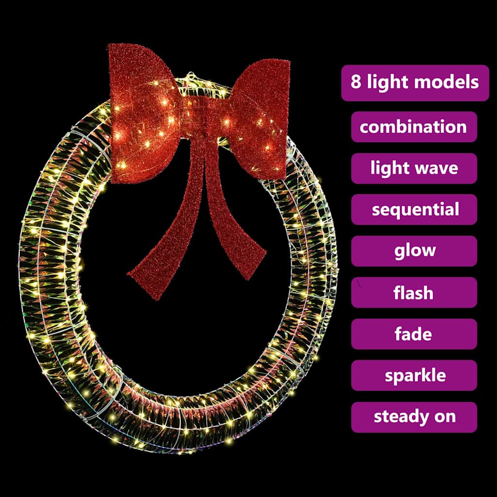 Wreath with 150 LEDs Warm white 120 cm PET