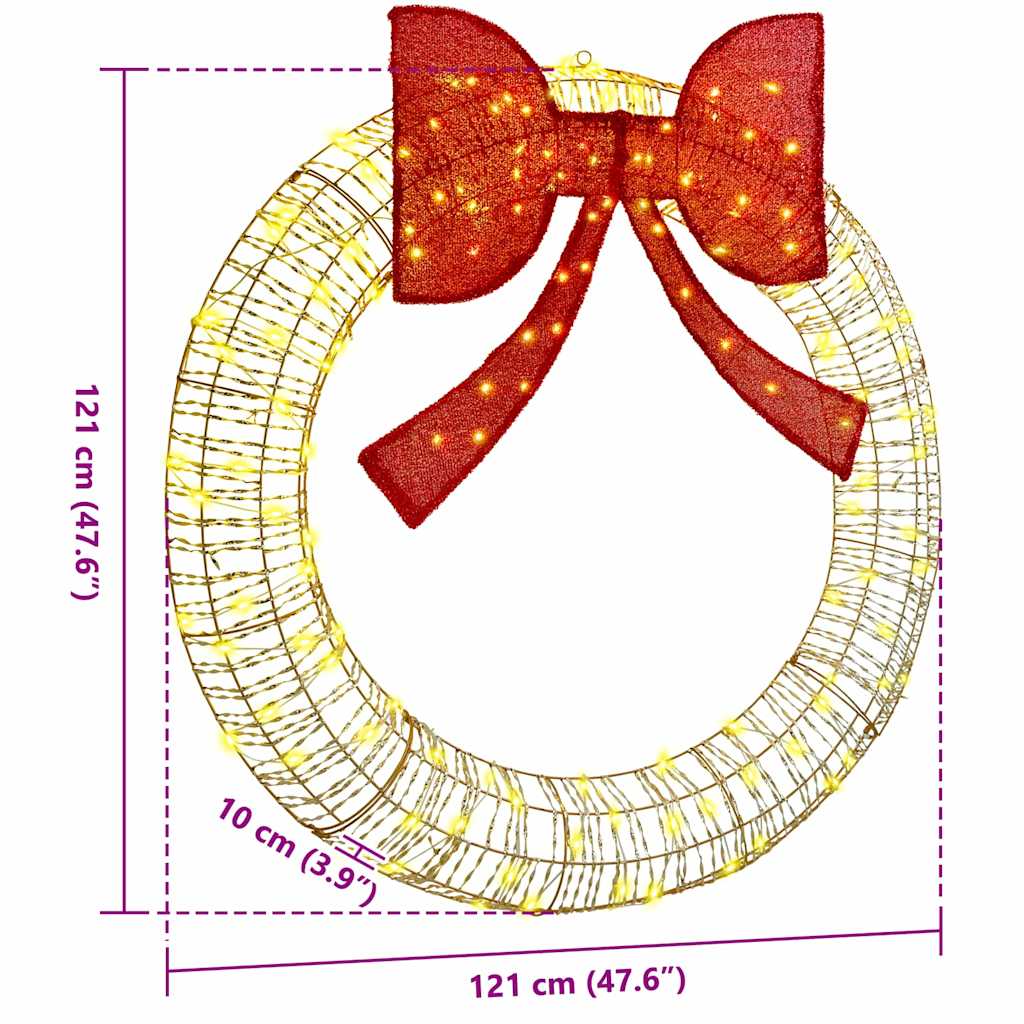 Wreath with 150 LEDs Warm white 120 cm PET