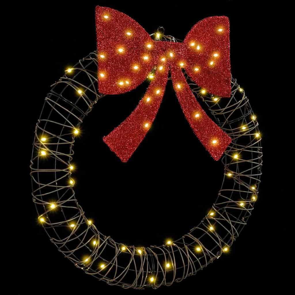 Wreath with 60 LEDs Warm white 75 cm Rattan
