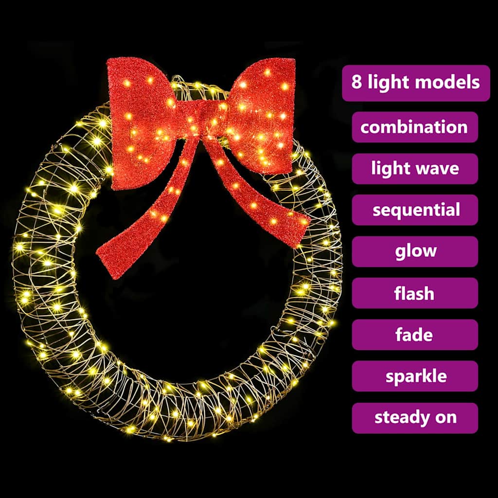Wreath with 150 LEDs Warm white 120 cm Rattan