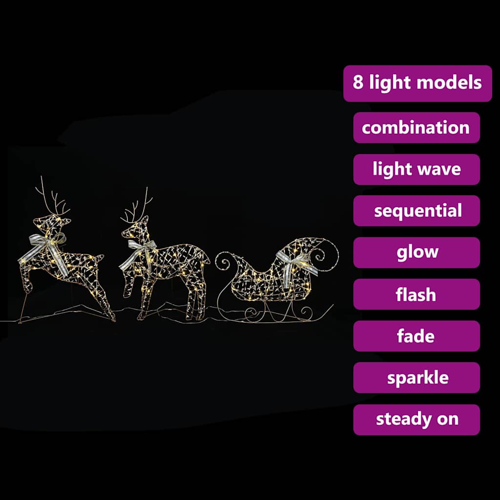 LED Reindeers with 60 LEDs 3 pcs Warm White PET