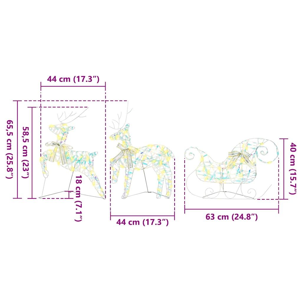 LED Reindeers with 60 LEDs 3 pcs Warm White PET