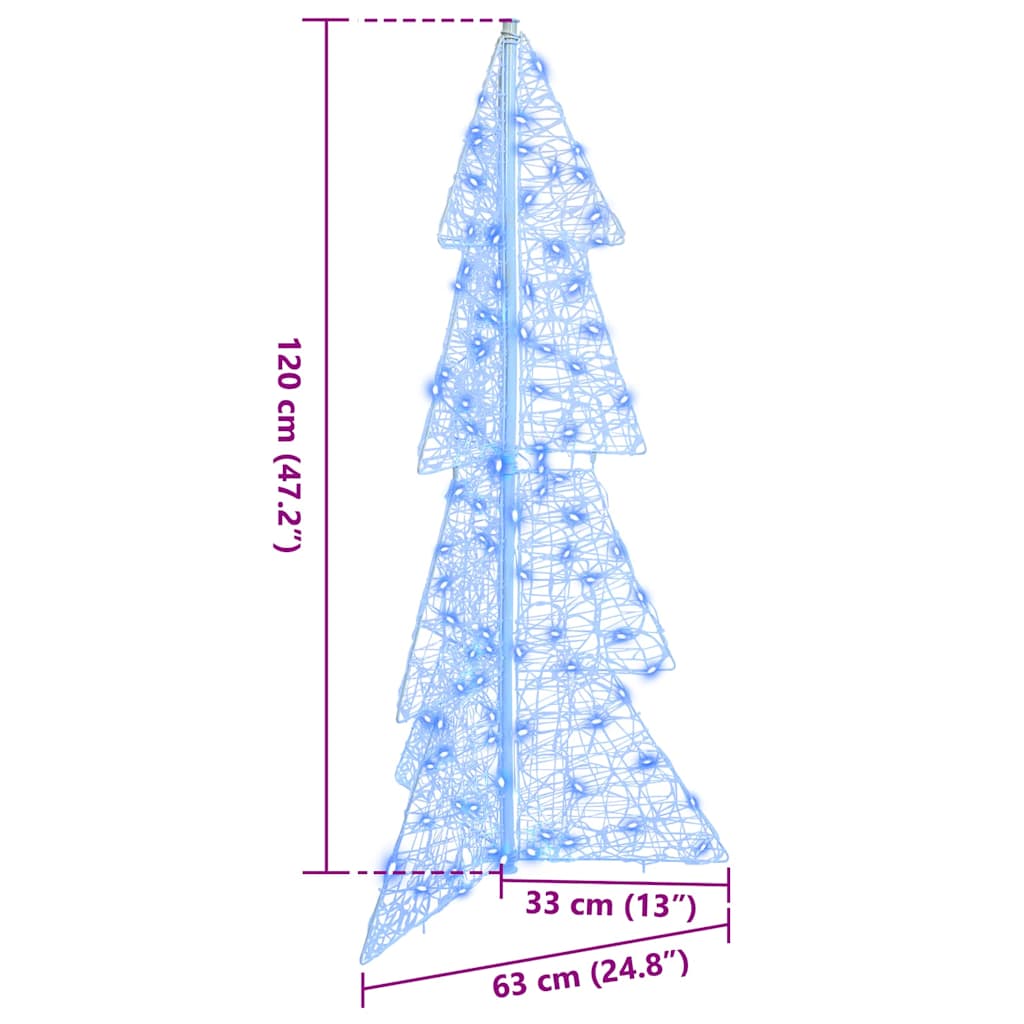Christmas Tree with 100 LEDs Blue 120 cm Acrylic