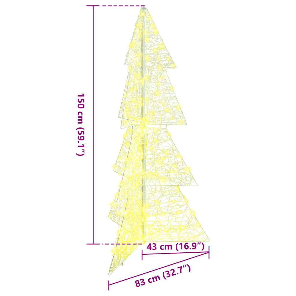 Christmas Tree with 160 LEDs Warm White 150 cm Acrylic