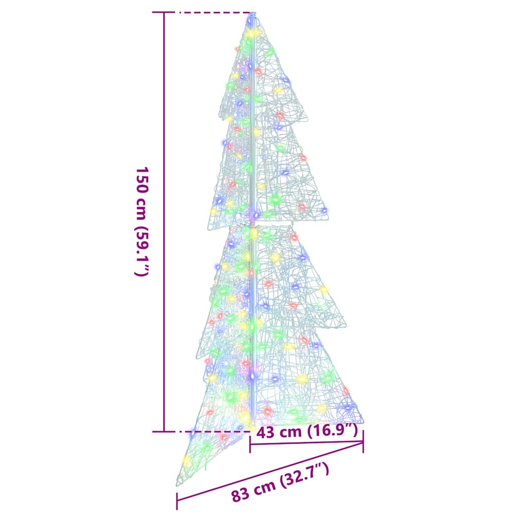 Christmas Tree with 160 LEDs Multicolour 150 cm Acrylic