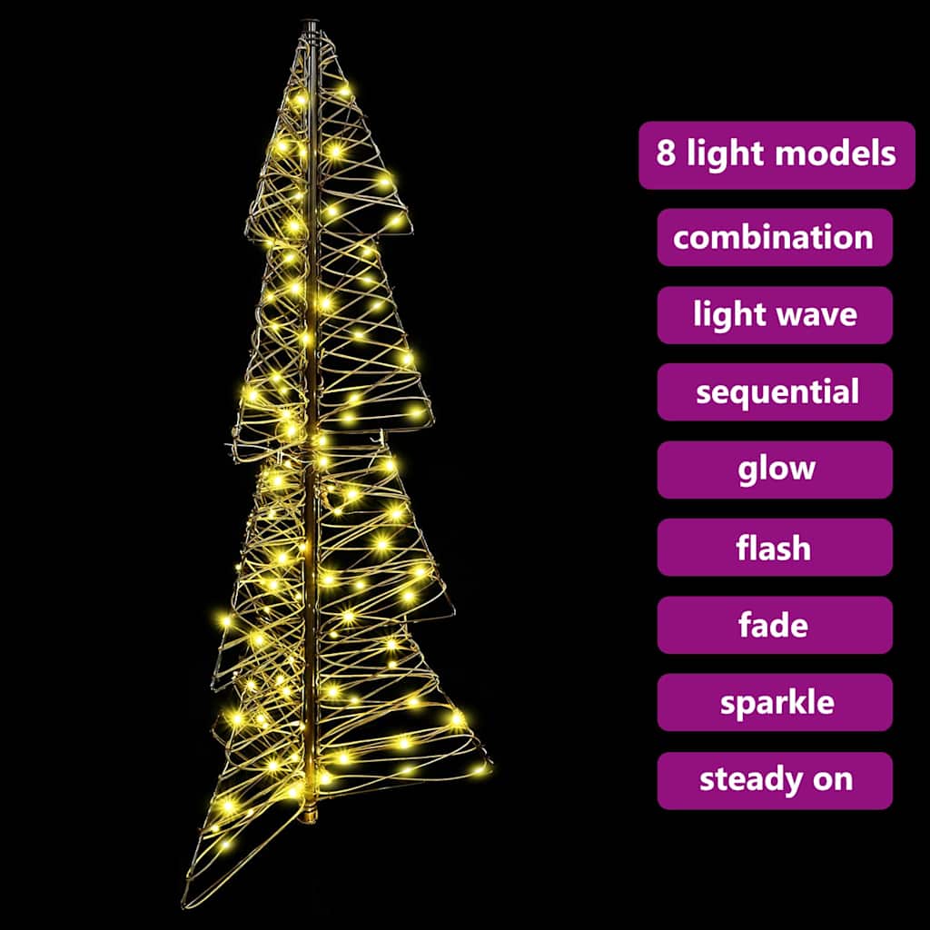 Christmas Tree with 100 LEDs Warm White 120 cm Rattan