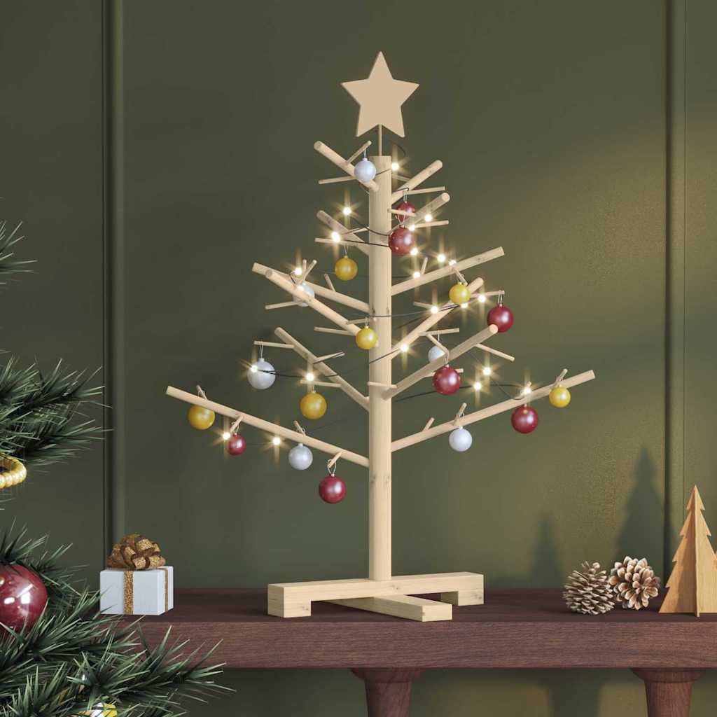Wooden Christmas Tree with Stand Natural 75 cm Solid pine wood