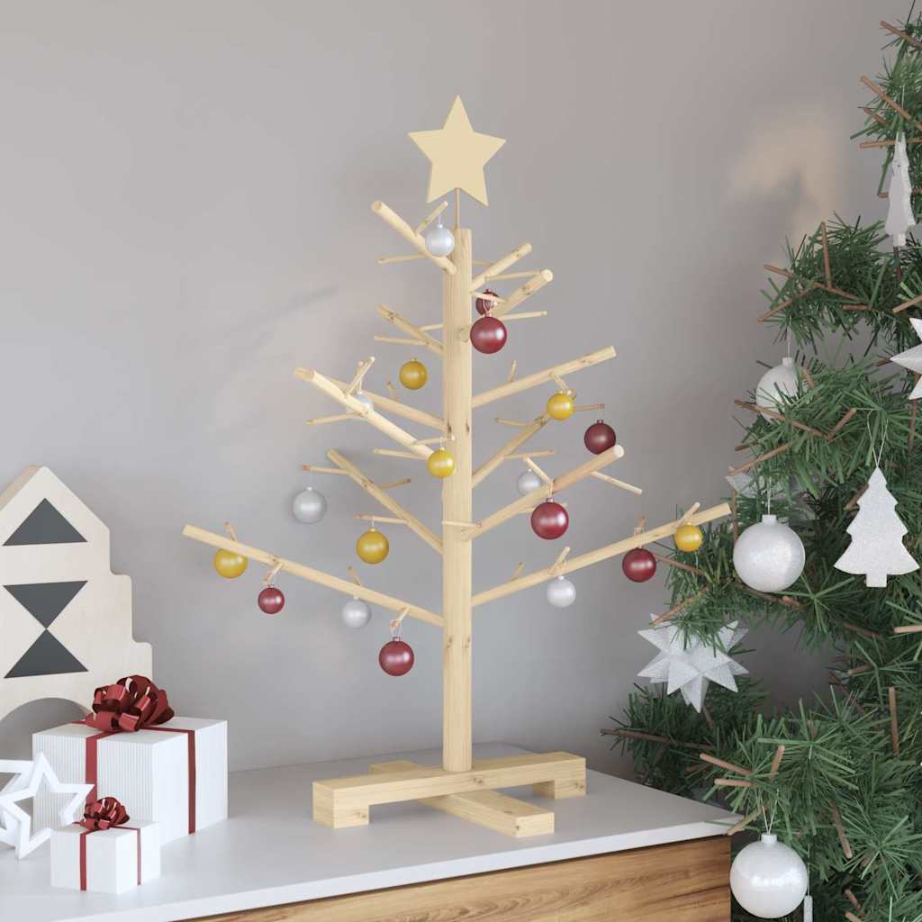 Wooden Christmas Tree with Stand Natural 75 cm Solid pine wood