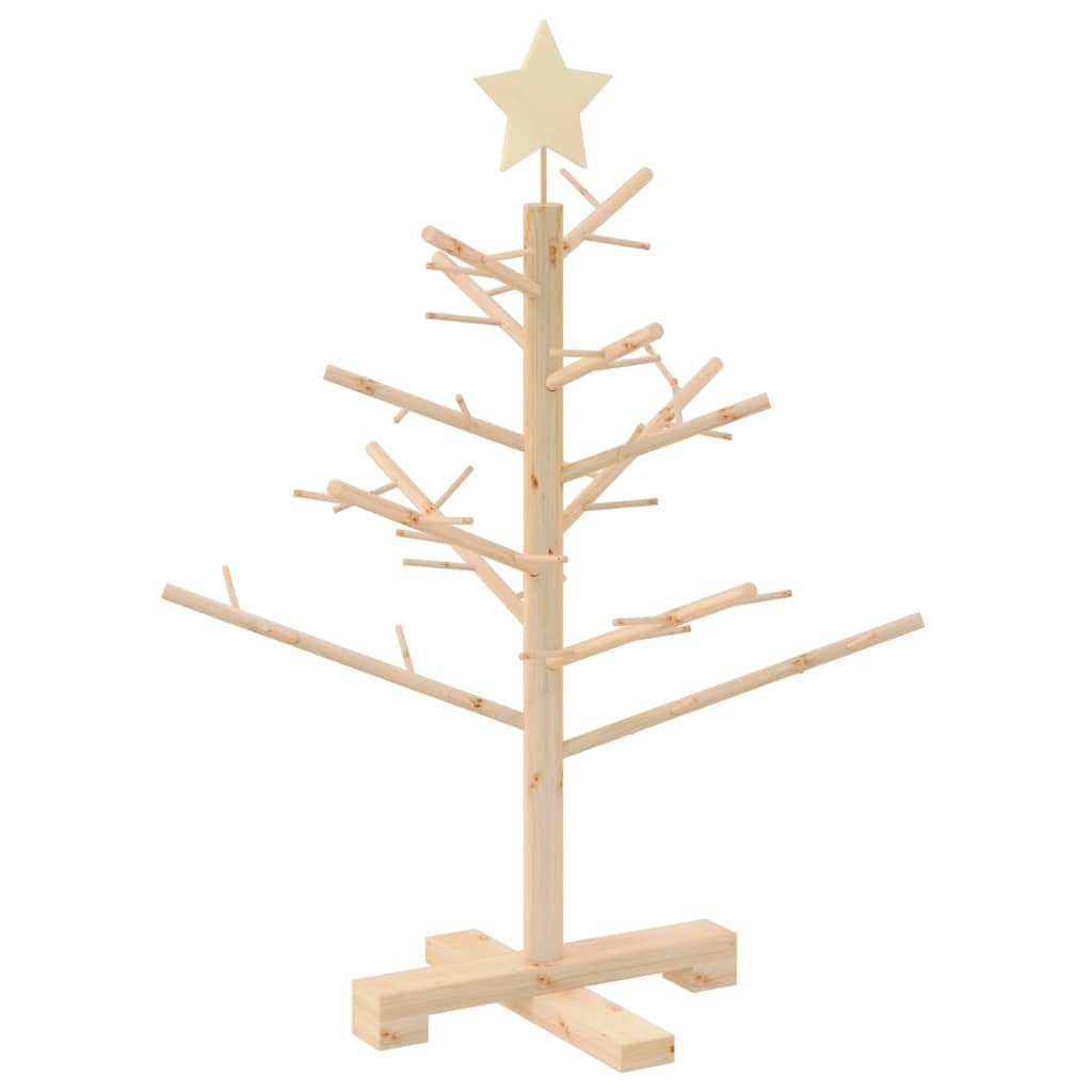 Wooden Christmas Tree with Stand Natural 75 cm Solid pine wood