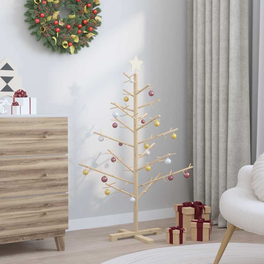 Wooden Christmas Tree with Stand Natural 125 cm Solid pine wood