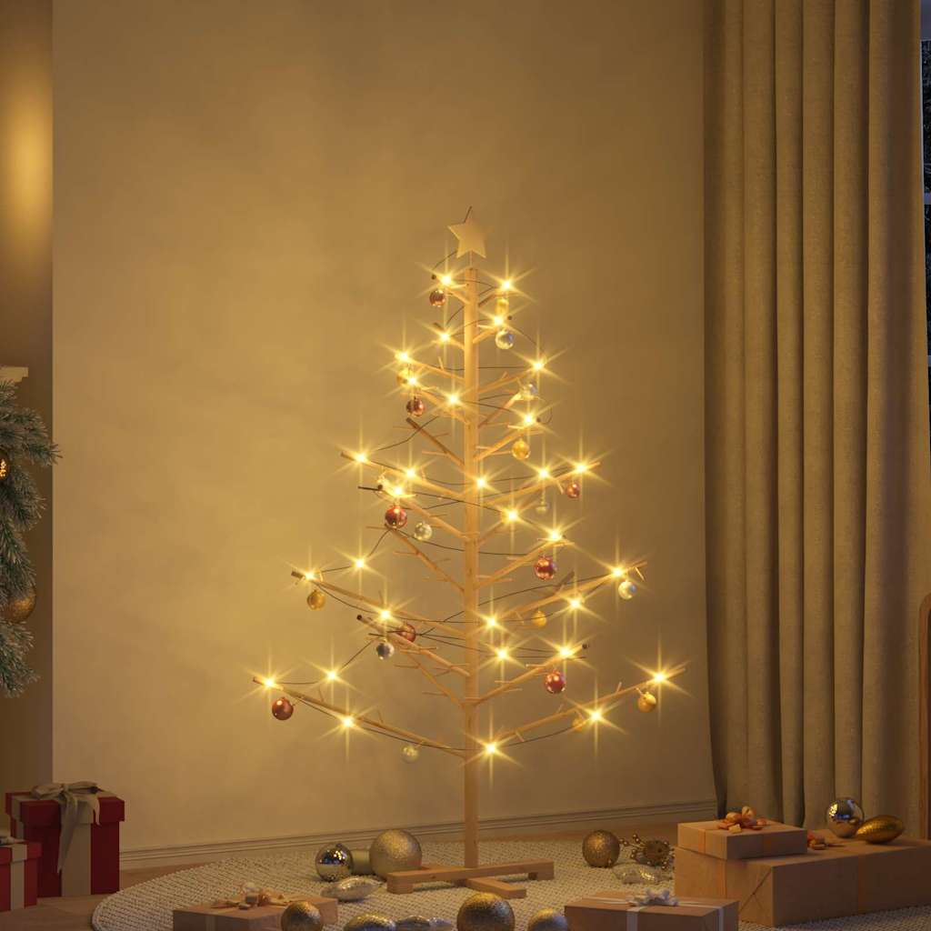 Wooden Christmas Tree with Stand Natural 150 cm Solid pine wood