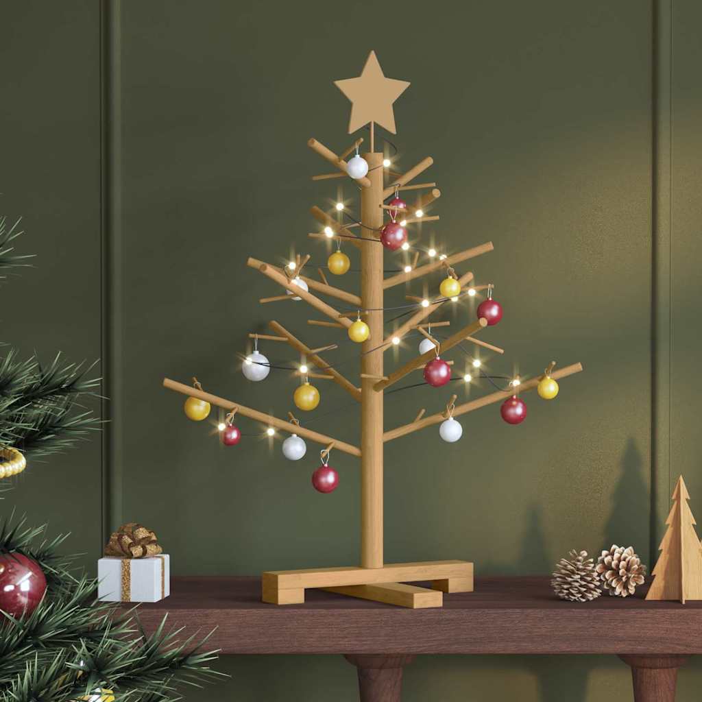 Wooden Christmas Tree with Stand Brown 75 cm Solid pine wood