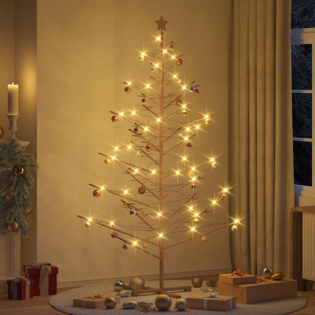 Wooden Christmas Tree with Stand Brown 210 cm Solid pine wood