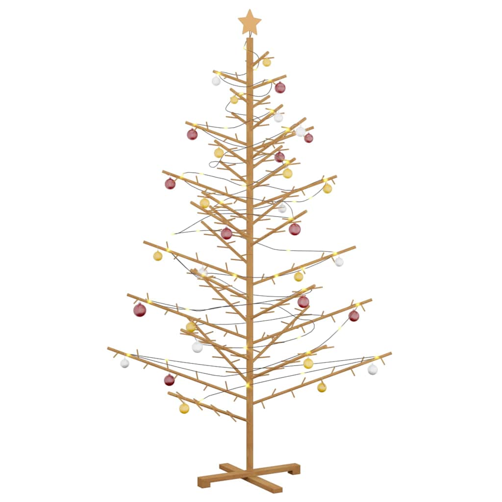 Wooden Christmas Tree with Stand Brown 210 cm Solid pine wood