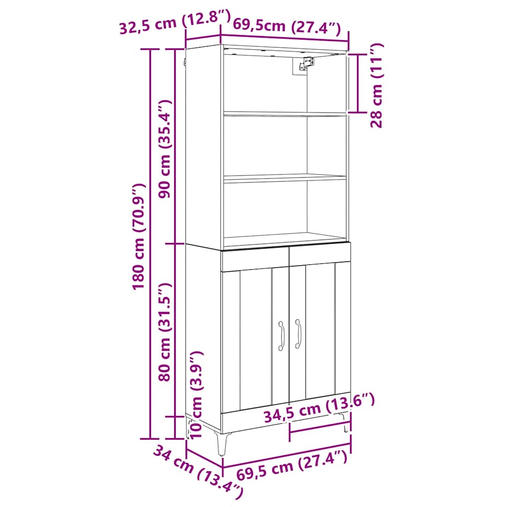 Sideboard Wall-mounted 2 pcs Old wood Engineered Wood