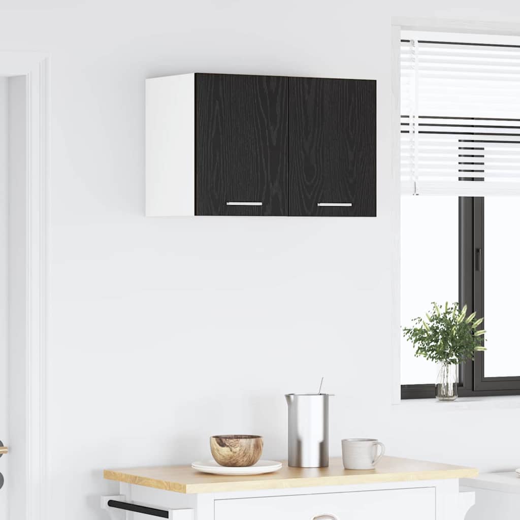 Hanging Cabinet Riga 2 pcs Black Oak and White 30 x 31 x 40 cm