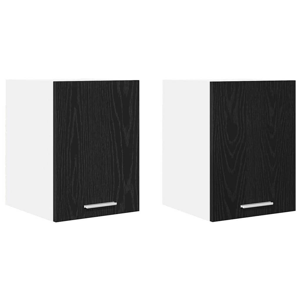 Hanging Cabinet Riga 2 pcs Black Oak and White 30 x 31 x 40 cm