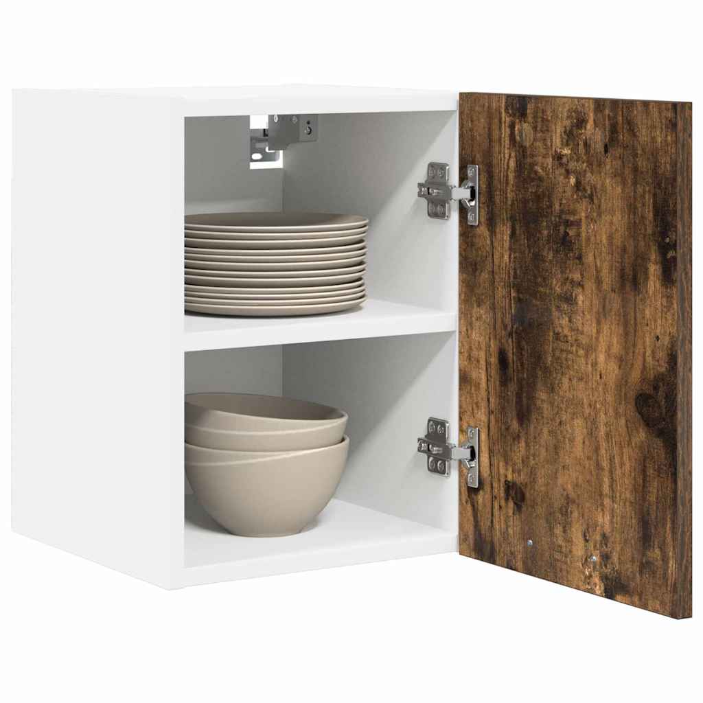 Hanging Cabinet Riga Smoked Oak and White 30 x 31 x 40 cm