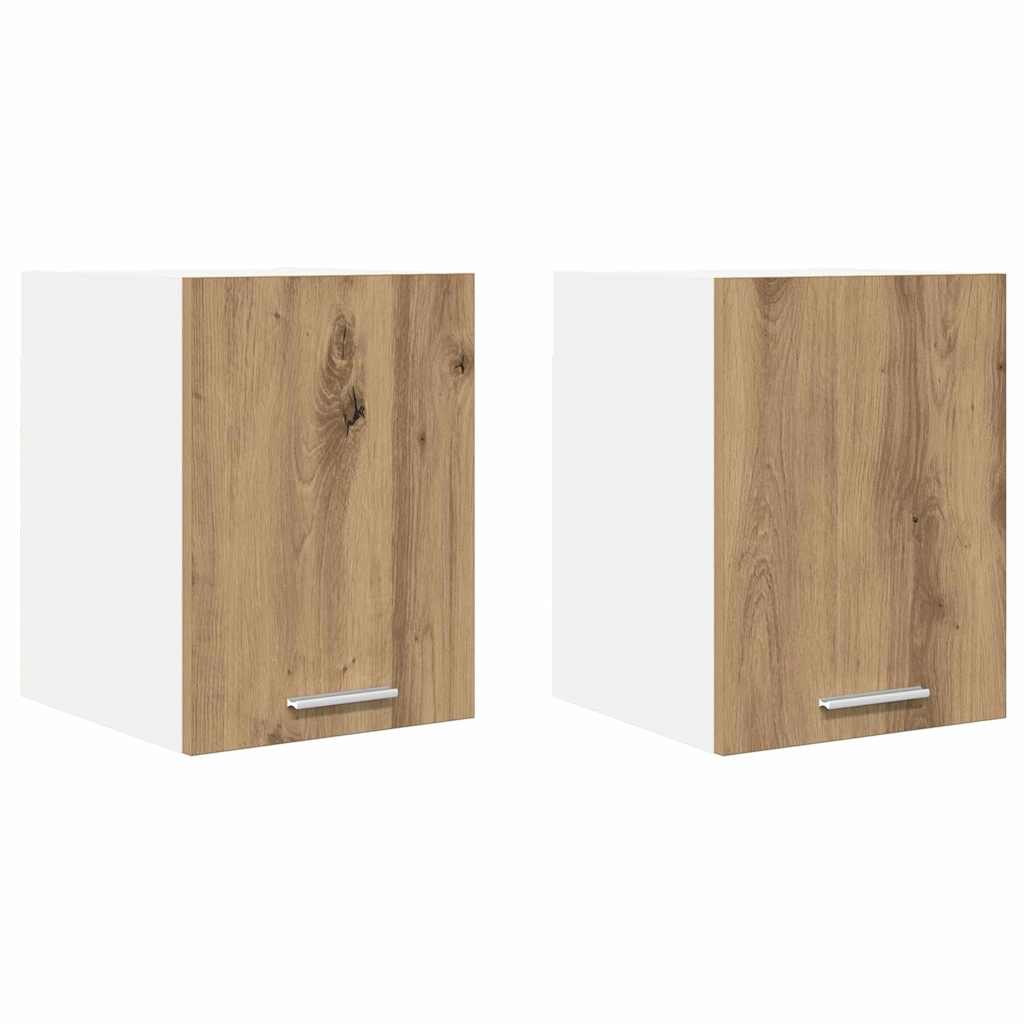 Hanging Cabinet with Shelf Riga 2 pcs Artisan Oak and White