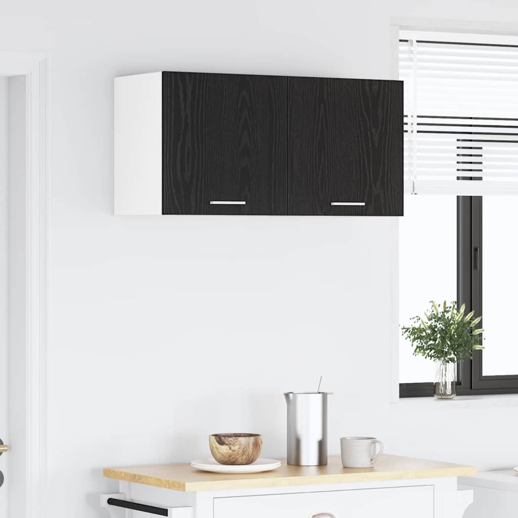 Hanging Cabinet Riga Black Oak and White 40 x 31 x 40 cm
