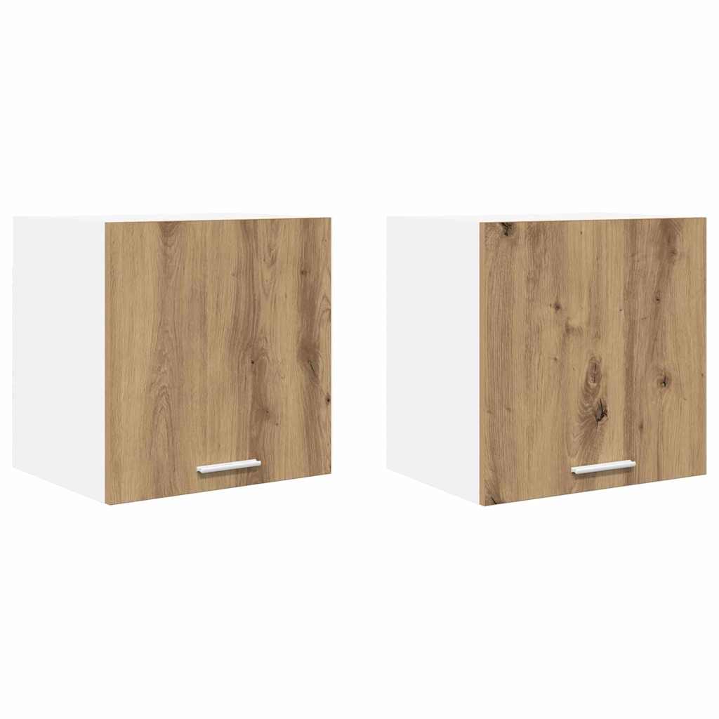 Hanging Cabinet with Shelf Riga 2 pcs Artisan Oak and White
