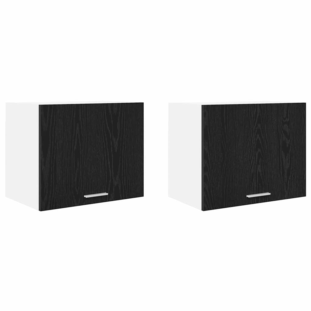 Hanging Cabinet Riga 2 pcs Black Oak and White 50 x 31 x 40 cm