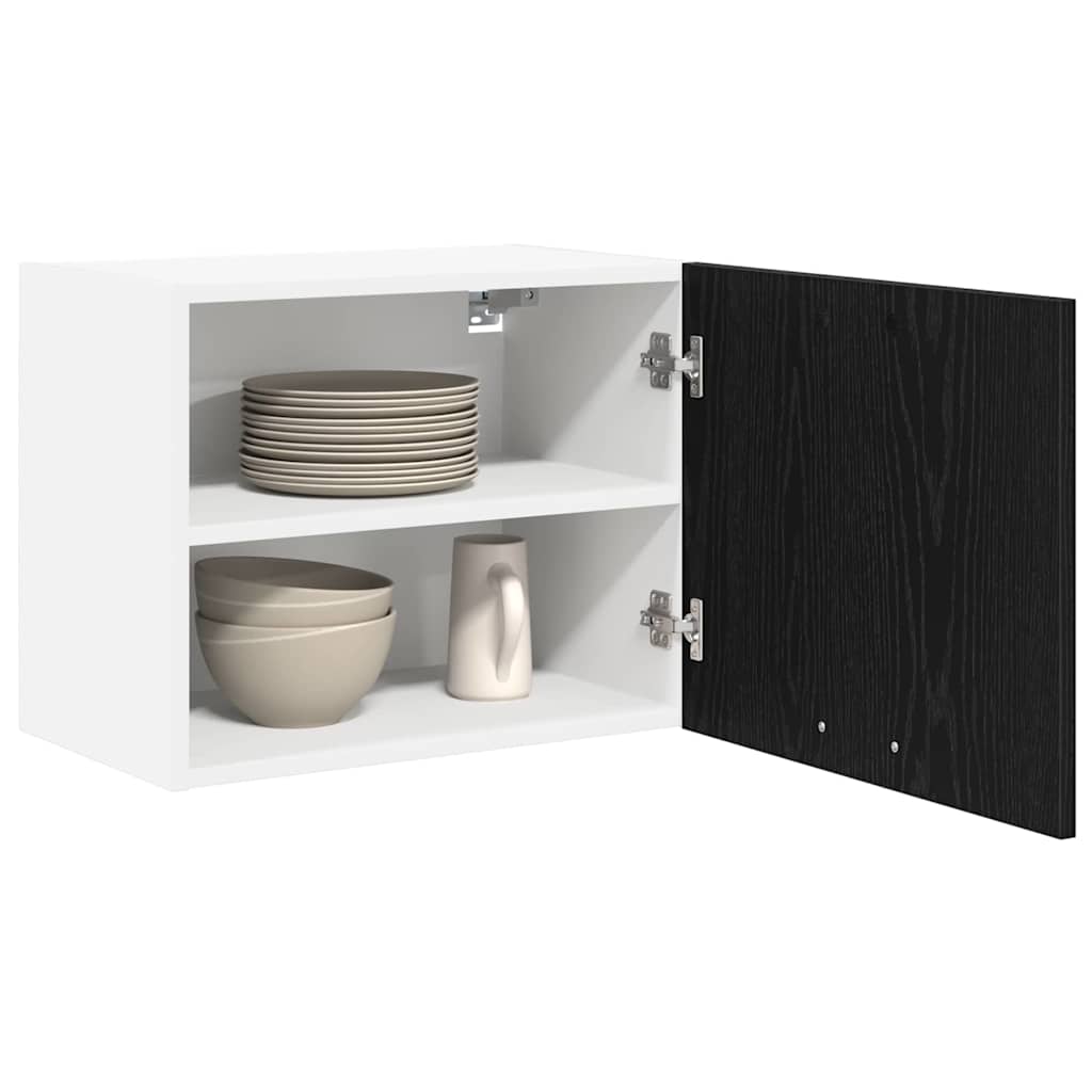 Hanging Cabinet Riga 2 pcs Black Oak and White 50 x 31 x 40 cm