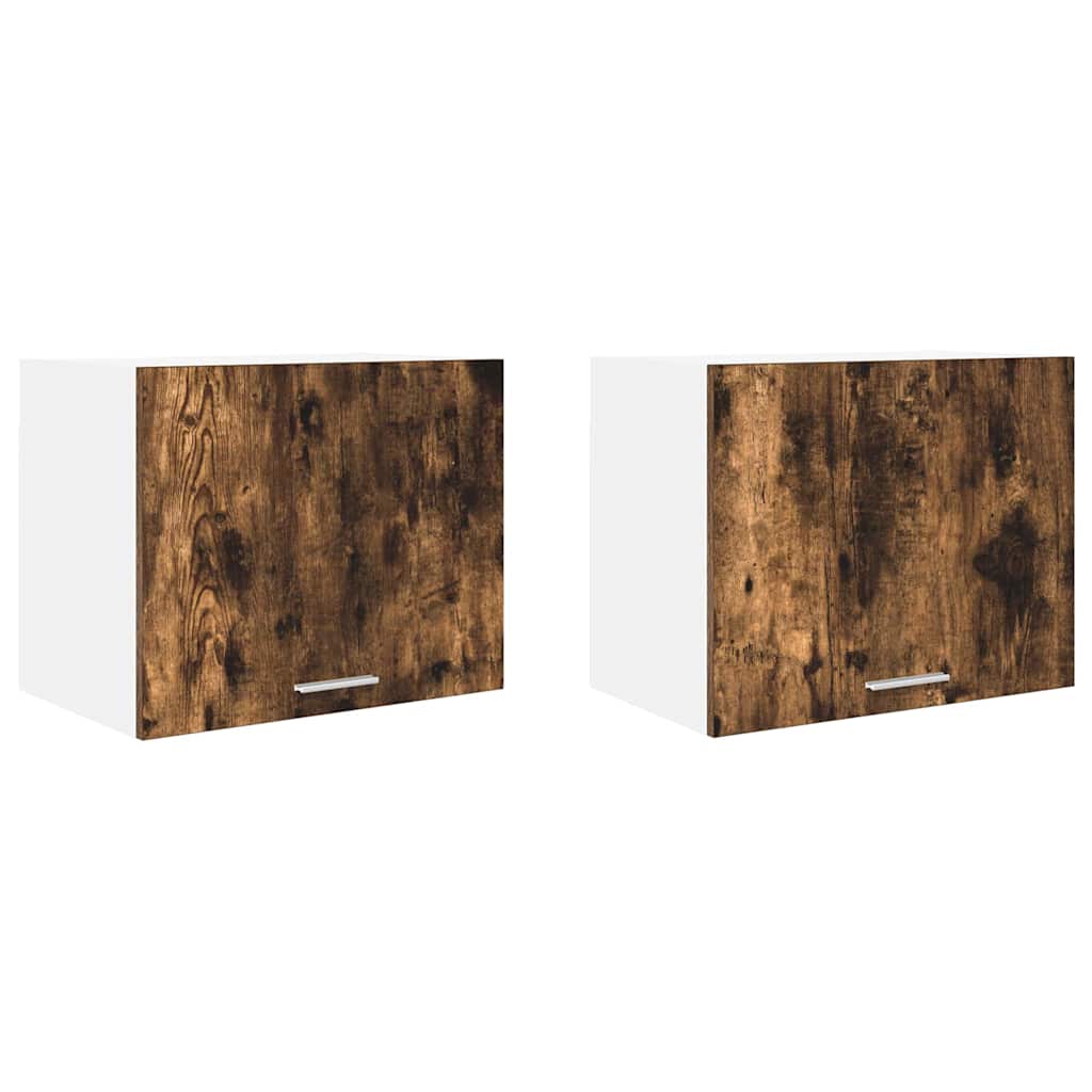Hanging Cabinet Riga 2 pcs Smoked Oak and White 50 x 31 x 40 cm