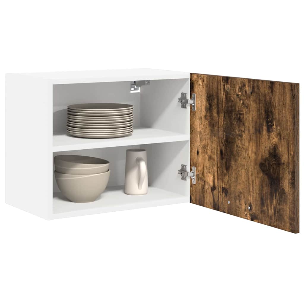 Hanging Cabinet Riga 2 pcs Smoked Oak and White 50 x 31 x 40 cm
