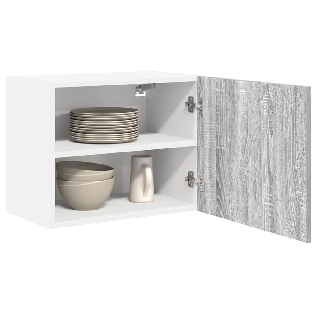 Hanging Cabinet with Shelf Riga 2 pcs Grey Sonoma and White