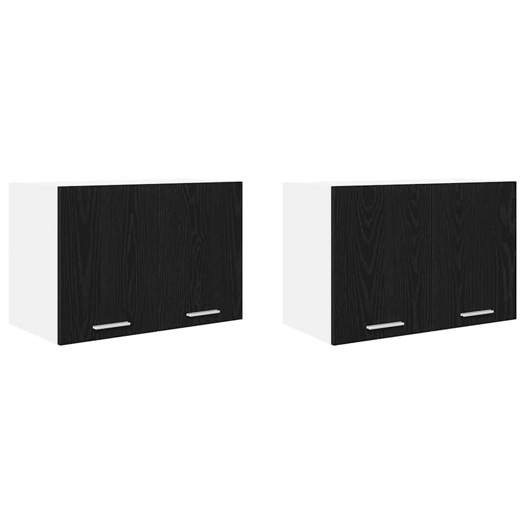 Hanging Cabinet Riga 2 pcs Black Oak and White 60 x 31 x 40 cm
