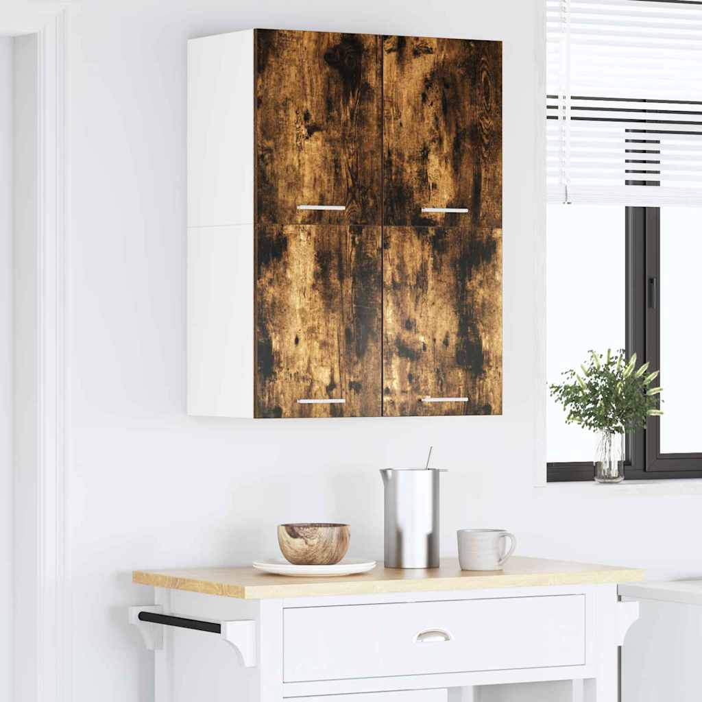 Hanging Cabinet Riga 2 pcs Smoked Oak and White 60 x 31 x 40 cm