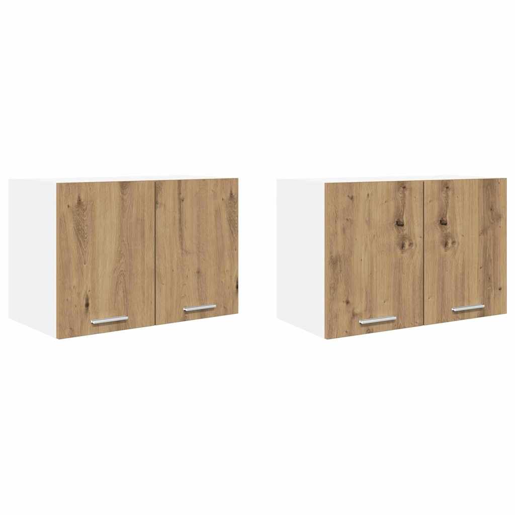 Hanging Cabinet with Shelf Riga 2 pcs Artisan Oak and White