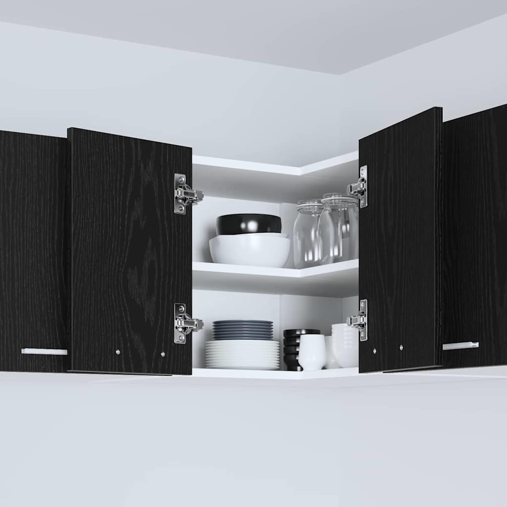 Hanging Cabinet Riga Black Oak and White 57 x 57 x 40 cm