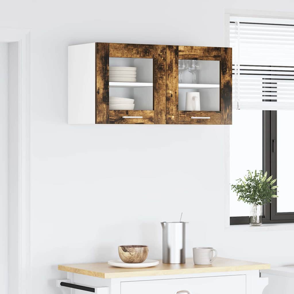 Hanging Cabinet with Door Riga 2 pcs Smoked Oak 40 x 31 x 40 cm