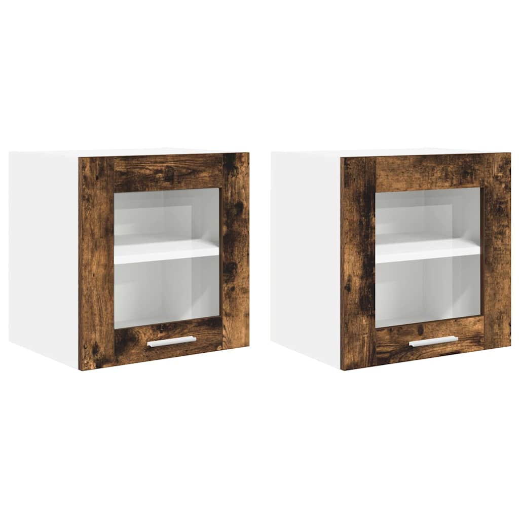 Hanging Cabinet with Door Riga 2 pcs Smoked Oak 40 x 31 x 40 cm