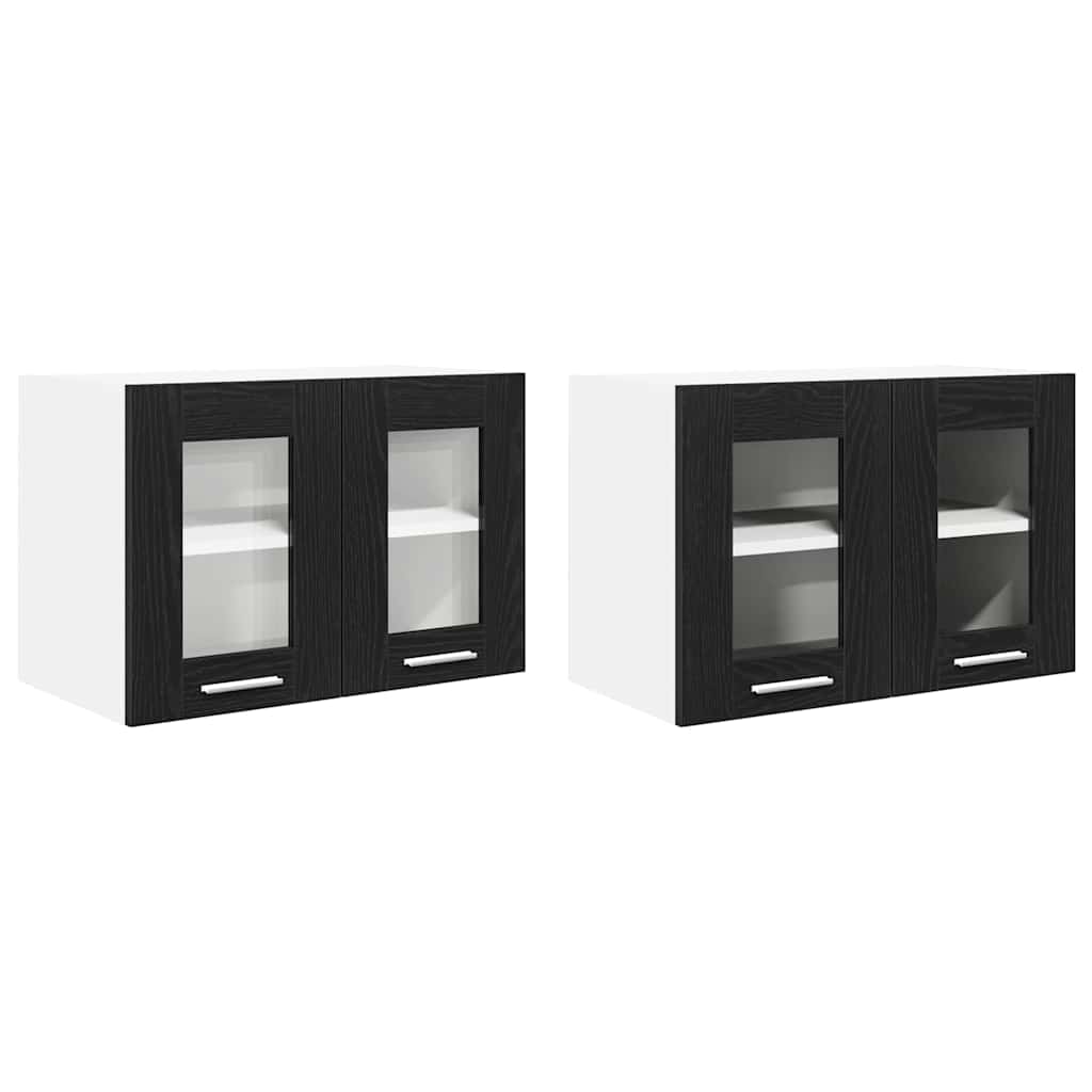 Hanging Cabinet with Shelf Riga 2 pcs Black Oak 60 x 31 x 40 cm
