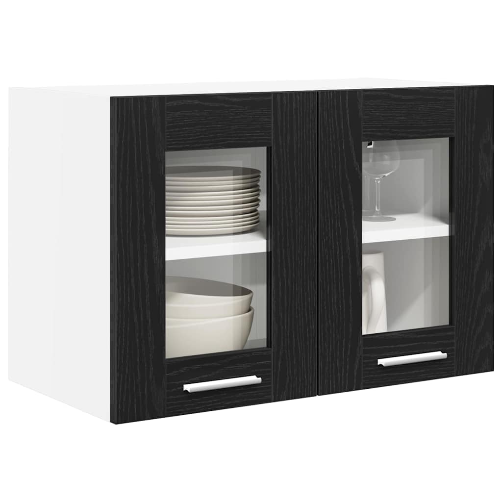 Hanging Cabinet with Shelf Riga 2 pcs Black Oak 60 x 31 x 40 cm