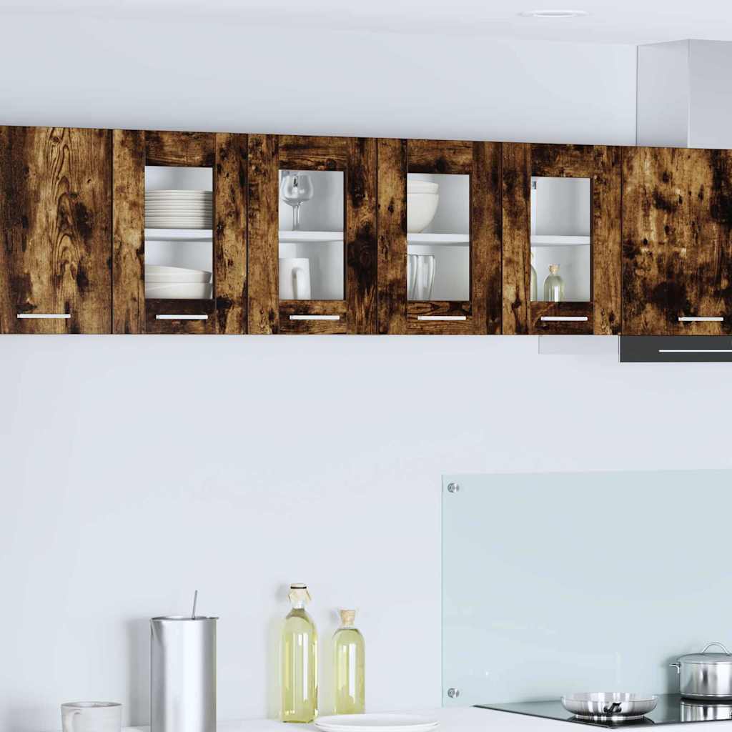 Hanging Cabinet with Door Riga 2 pcs Smoked Oak 60 x 31 x 40 cm