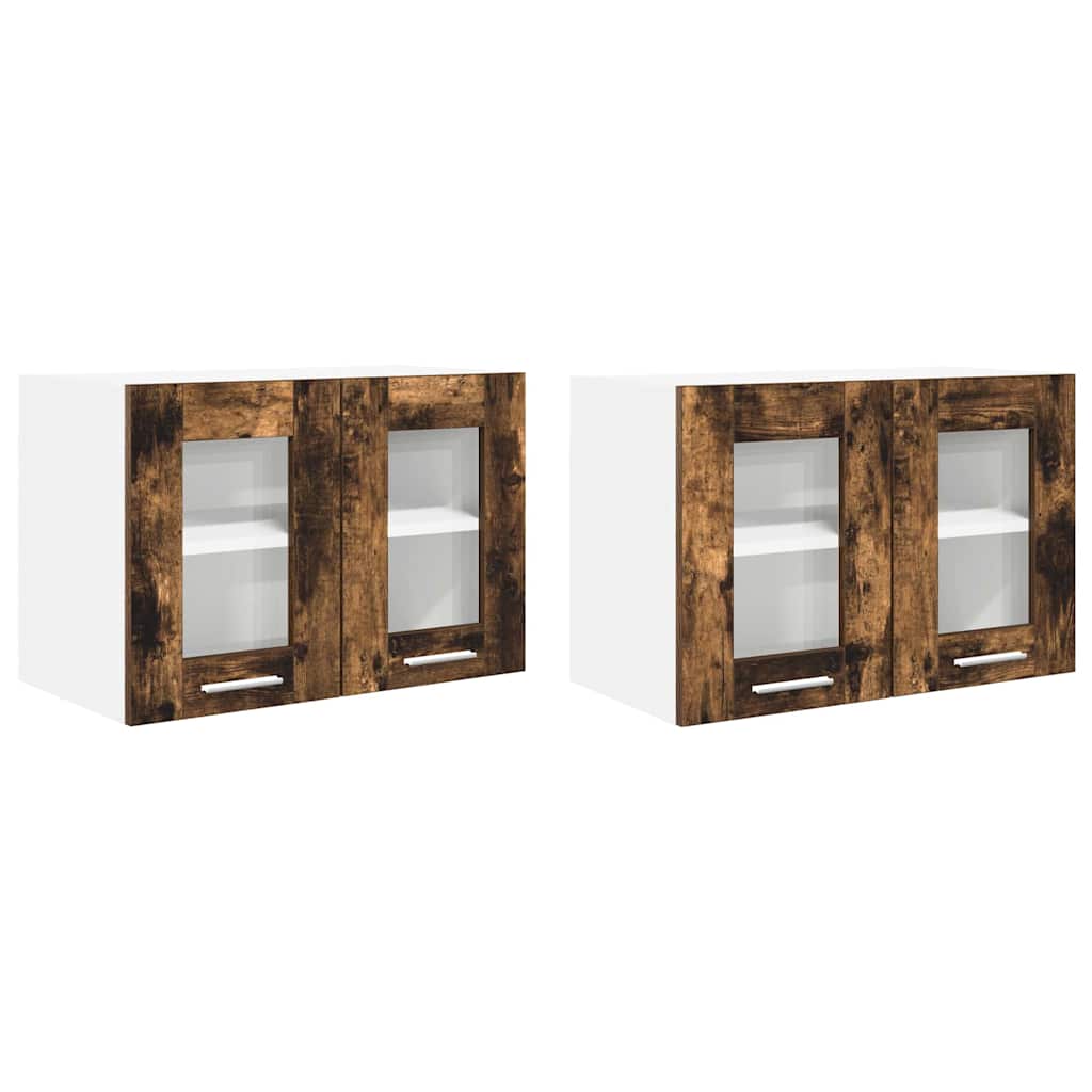 Hanging Cabinet with Door Riga 2 pcs Smoked Oak 60 x 31 x 40 cm