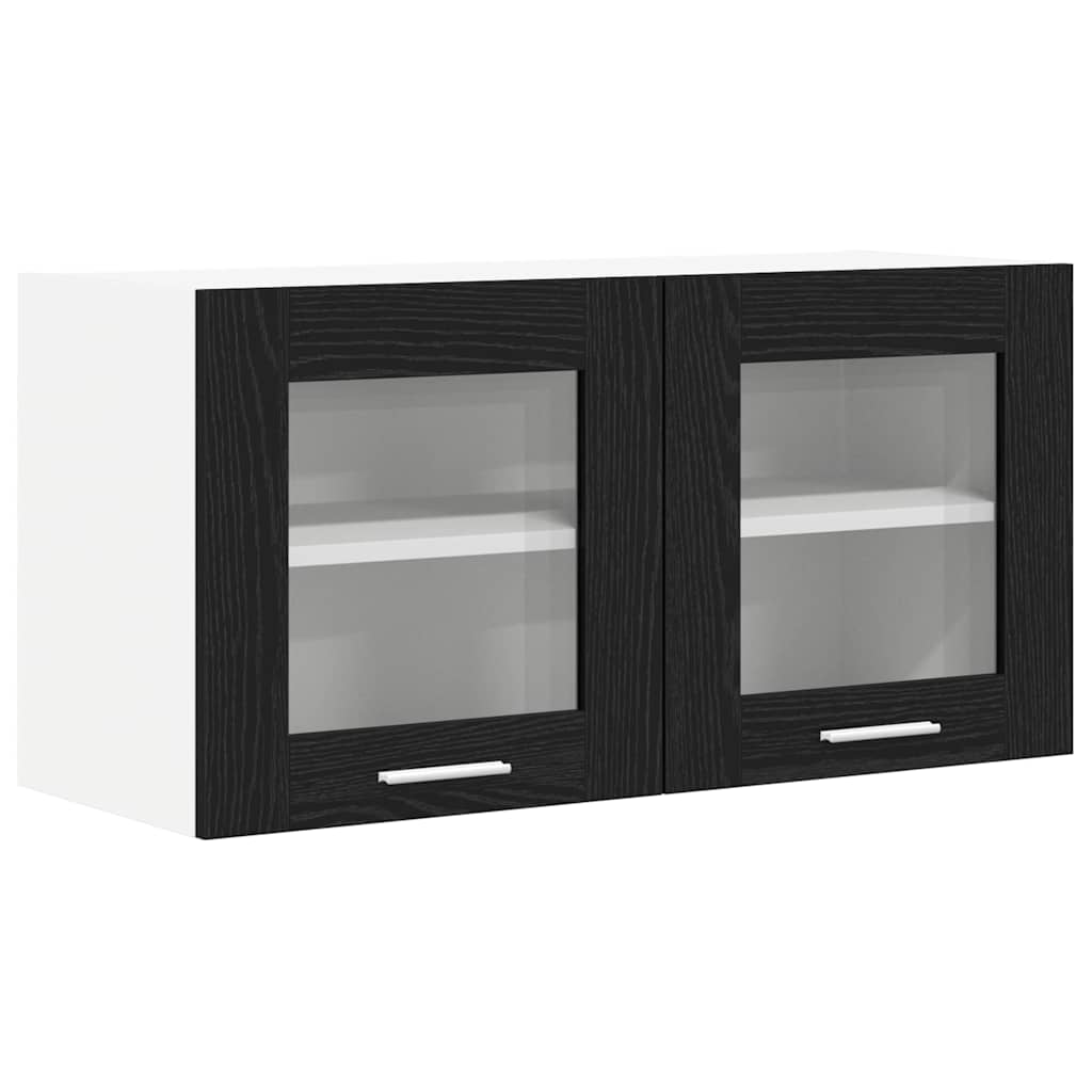 Hanging Cabinet Riga Black Oak and White 80 x 31 x 40 cm