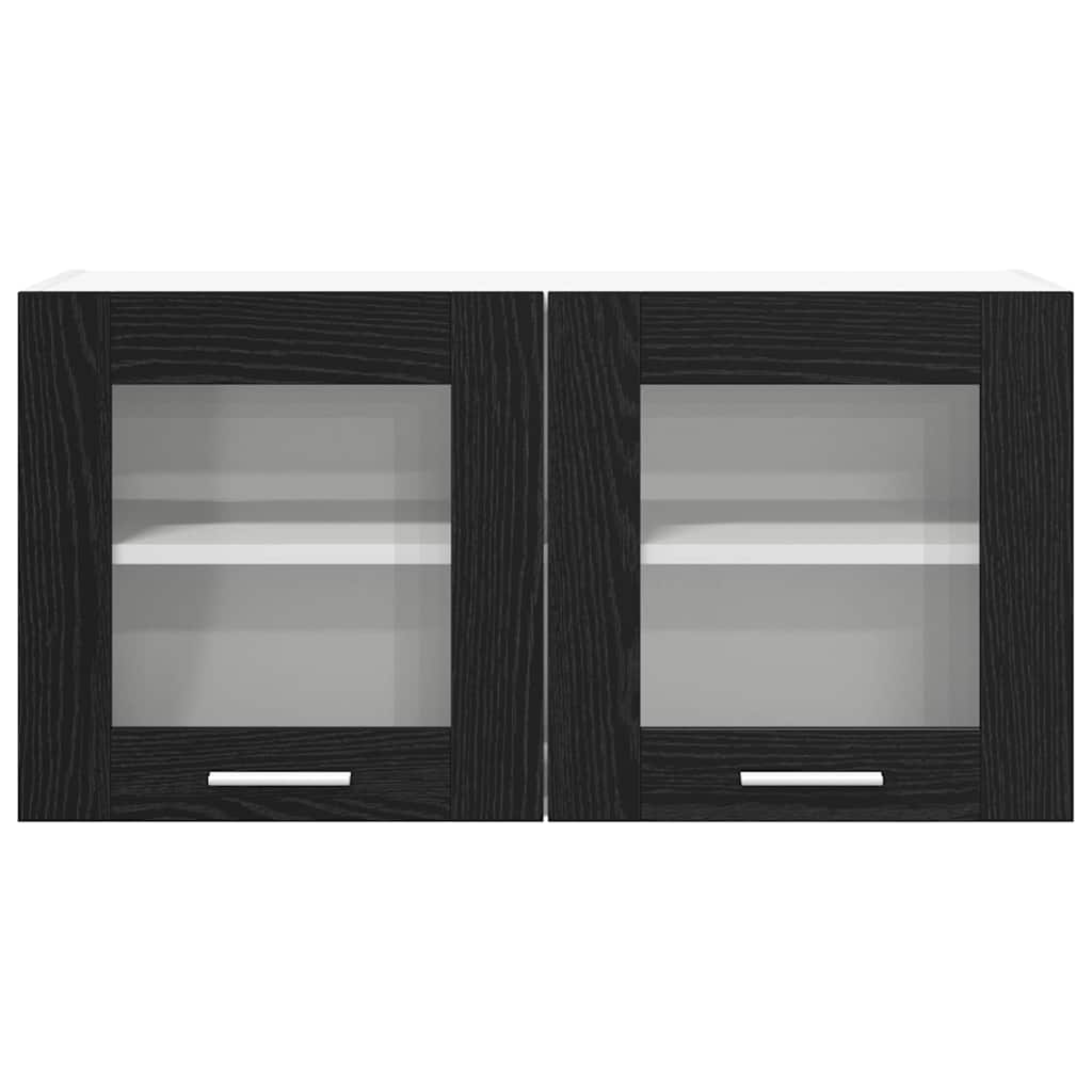 Hanging Cabinet Riga Black Oak and White 80 x 31 x 40 cm