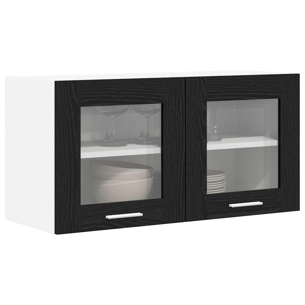 Hanging Cabinet Riga Black Oak and White 80 x 31 x 40 cm
