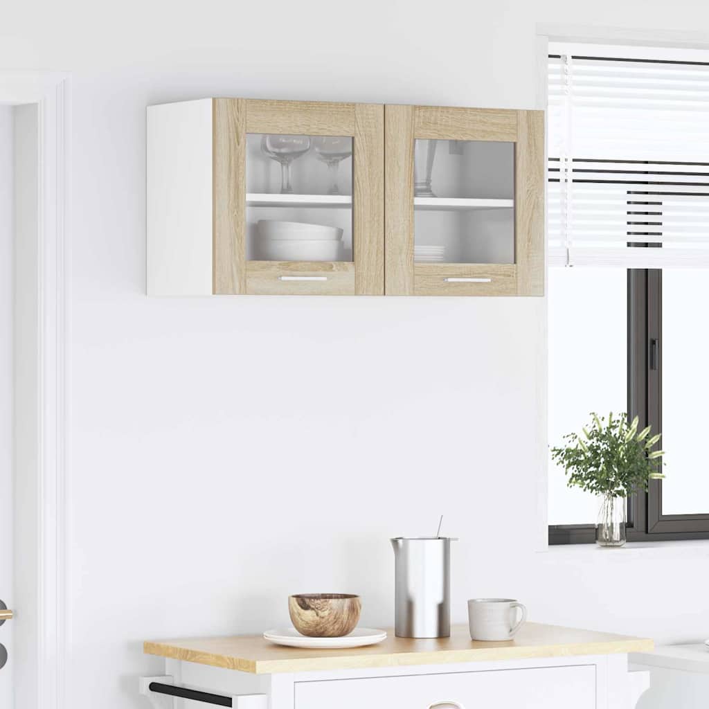 Hanging Cabinet Riga Sonoma Oak and White 80 x 31 x 40 cm