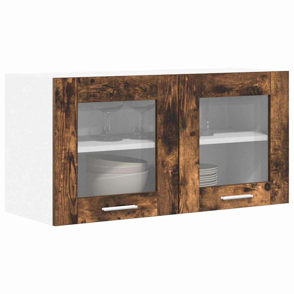 Hanging Cabinet Riga Smoked Oak and White 80 x 31 x 40 cm