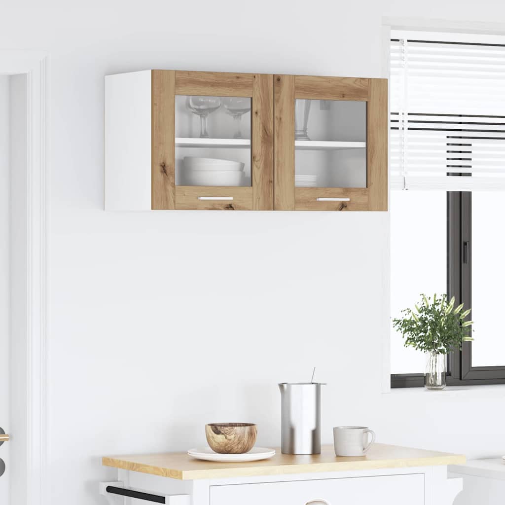 Hanging Cabinet Riga Artisan Oak and White 80 x 31 x 40 cm